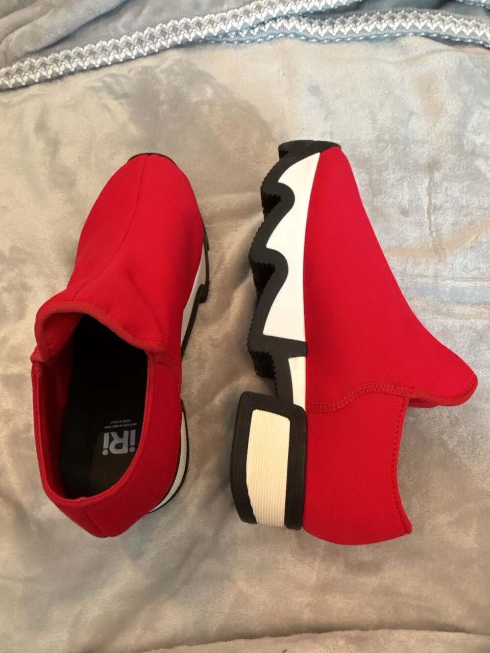 iRi WES I Red Neoprene Slip-On Sneaker with Block Heel